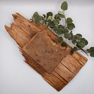 scrub-a-dub natural soap on wood